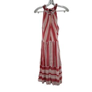 Gibson Women's Striped A-Line Dress Halter Pink/White Size XS Zip